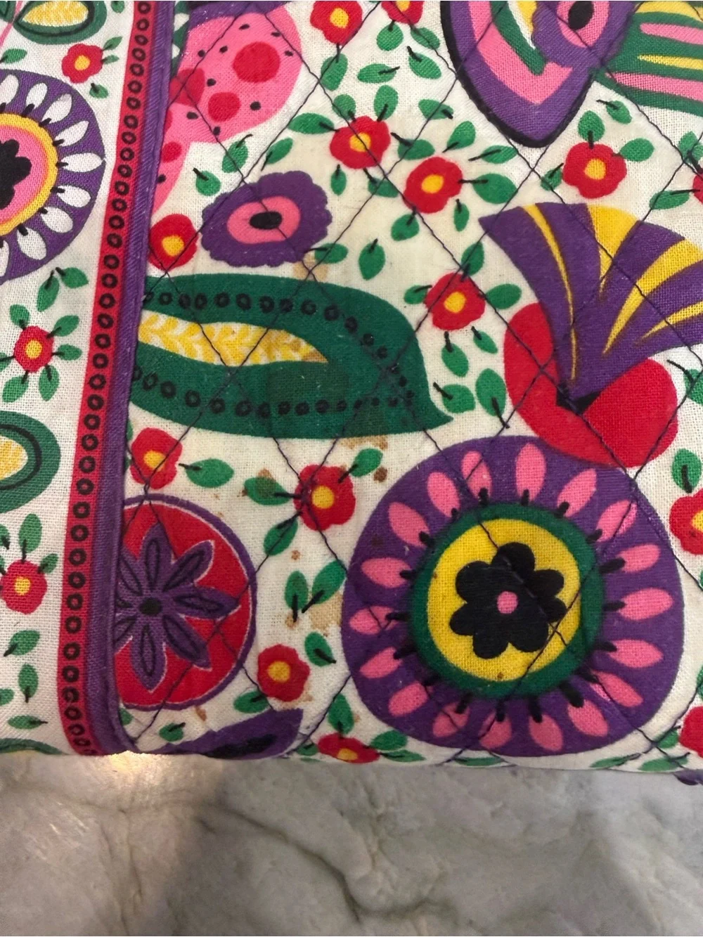 Vera Bradley Multicolor Floral Quilted Crossbody with Purple Strap